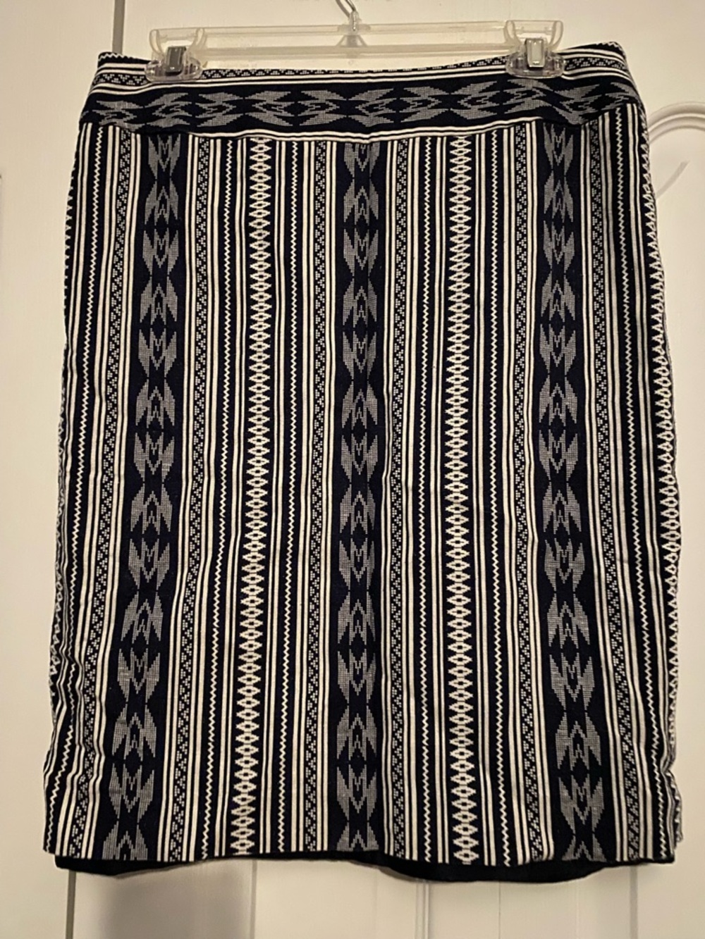 Nine West Navy and White Patterned Linen blend Skirt